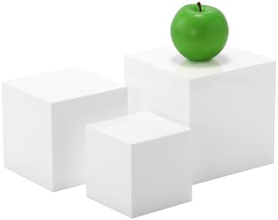 Glossy White Acrylic Display Cubes Set of 3