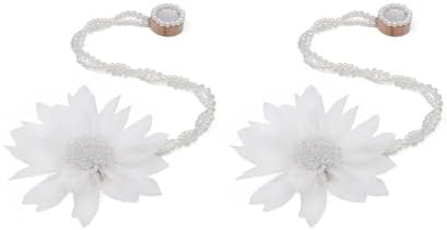 SUQ I OME 2 Pack Crystal Flower Magnetic Curtain Tieback Holdback