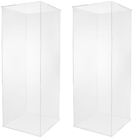 2PCS Acrylic Display Cube Pedestal Clear Flower Stand Tall Art Sculpture Riser
