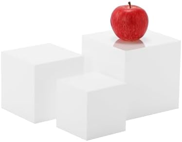 Glossy White Acrylic Display Cubes Set of 3