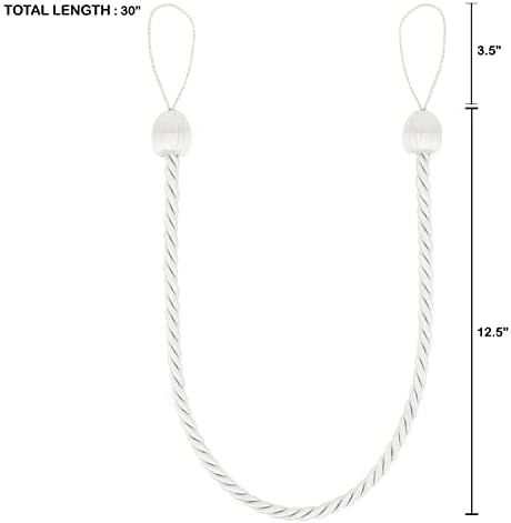 2 Pack Curtain Ropes Tiebacks - White Polyester Holdbacks