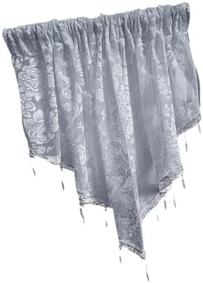 Beaded Window Valance Swag Curtain Gray