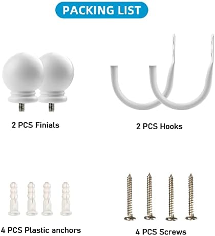 White Ball Finials Curtain Holdbacks 2pcs