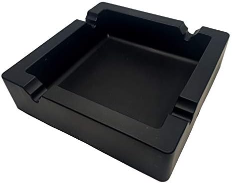 6-Inch Large Black Silicone Cigar Ash Tray with 2 Grooves