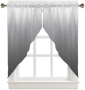 LooPoP Gray and White Ombre Swag Valance for Kitchen Windows