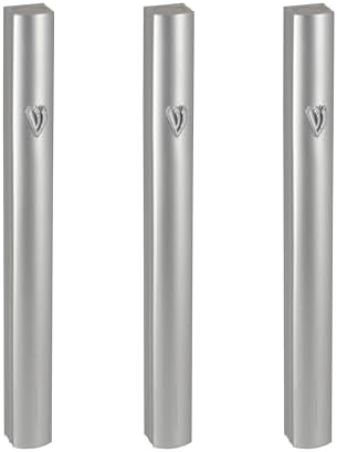 3-Piece Aluminum Door Mezuzah Cases with Hebrew Shin