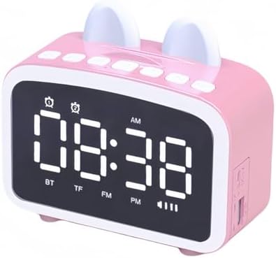 Bluetooth Alarm Clock with FM Radio and Night Light Pink