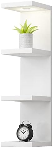 White Floating 4 Tier Wall Shelf with LED Light