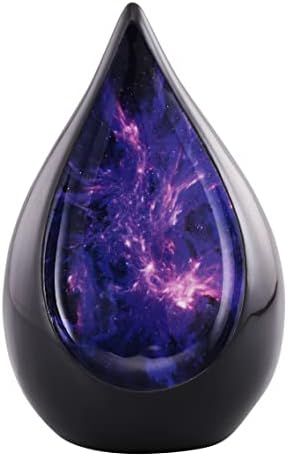 Everlasting Teardrop Cremation Urn Black Purple Galaxy Adult