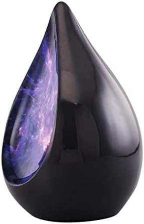 Everlasting Teardrop Cremation Urn Black Purple Galaxy Adult