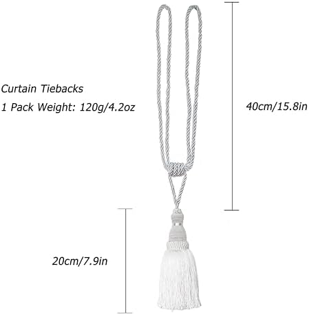 BEL AVENIR 2 Pack Shiny Polyester Curtain Tiebacks