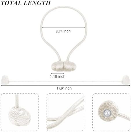 Tifanso White Magnetic Curtain Tiebacks 4pcs