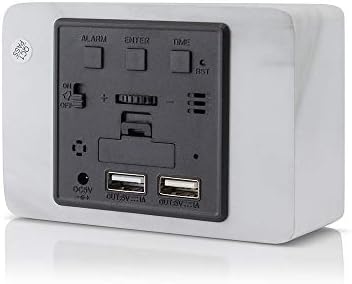 OCT17 Marble Pattern Alarm Clock with USB and Voice Control