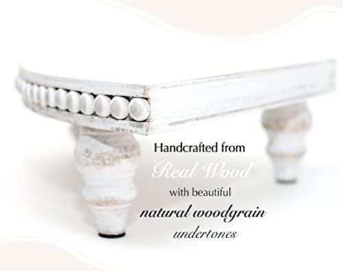Rustic White Corner Pedestal Stand for Display