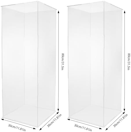 2PCS Acrylic Display Cube Pedestal Clear Flower Stand Tall Art Sculpture Riser
