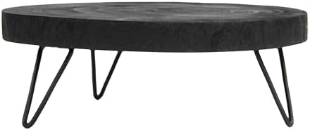 Creative Co Op Paulownia Wood Pedestal Black 11 Inch