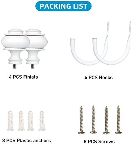 4Pcs Curtain Holdbacks - Wall Mounted Drapery Tiebacks with Screws White