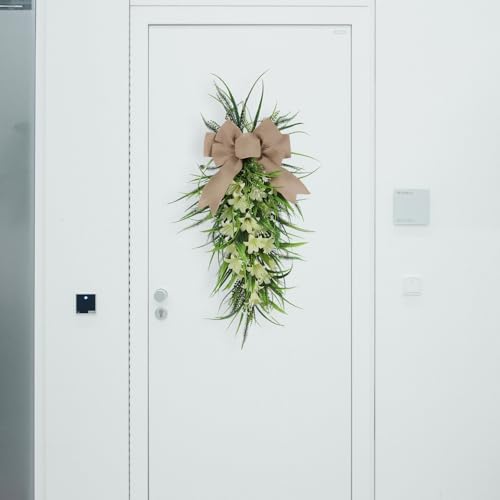 Artificial Lilies Teardrop Swag for Front Door