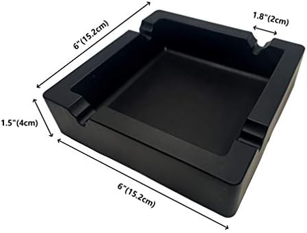 6-Inch Large Black Silicone Cigar Ash Tray with 2 Grooves