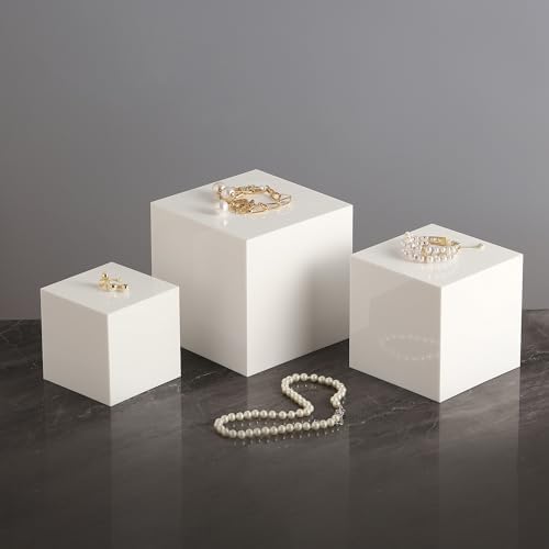 Glossy White Acrylic Display Cubes Set of 3