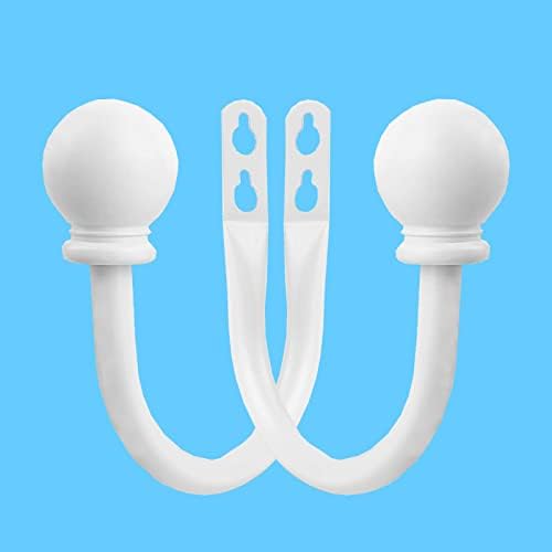 White Ball Finials Curtain Holdbacks 2pcs