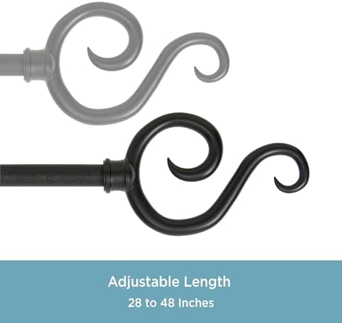 Kenney KN65273 Decorative Window Curtain Rod Black Finish
