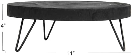 Creative Co Op Paulownia Wood Pedestal Black 11 Inch