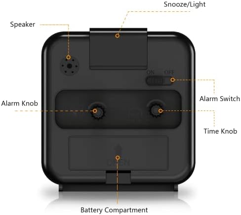 JXTZ Silent Alarm Clock with Night Light