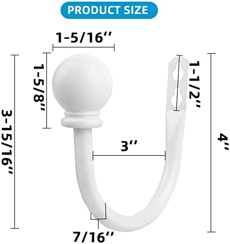 White Ball Finials Curtain Holdbacks 2pcs