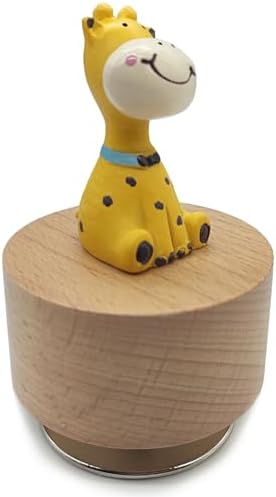 Mini Wooden Animal Rotary Music Box with Giraffe Ornament
