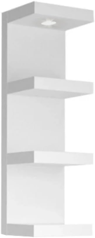 White Floating 4 Tier Wall Shelf with LED Light