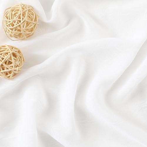 White Sheer Valance Curtains 52x216 for Living Room Decor