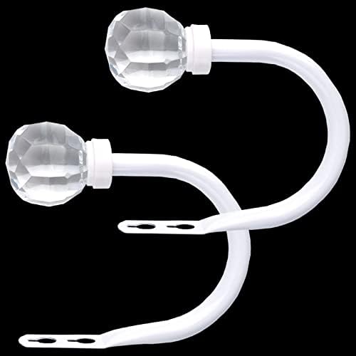 2 Pack Curtain Holdbacks with Clear Crystal Ball and Metal Hooks