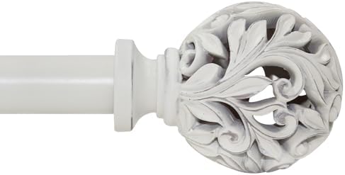 Weathered White Adjustable Curtain Rods 36-88 Inch