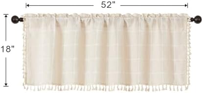 MitoVilla Cream Boho Kitchen Valance 52 x 18