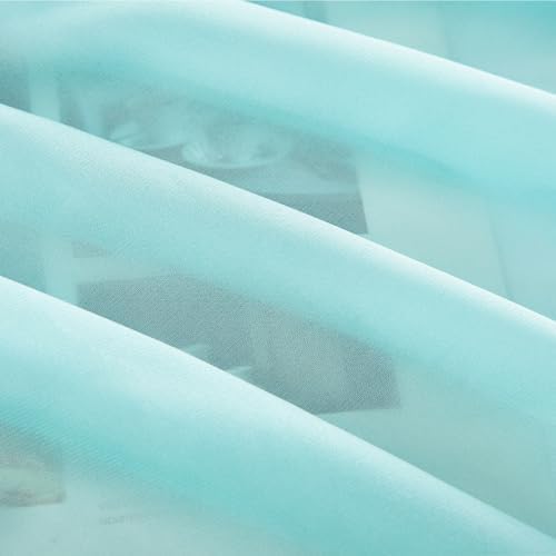 VOGOL Light Blue Sheer Valance 52x18 Inches 1 Panel