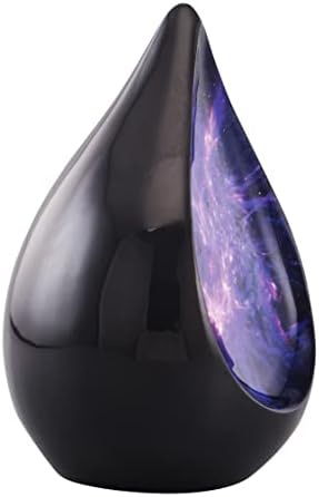 Everlasting Teardrop Cremation Urn Black Purple Galaxy Adult