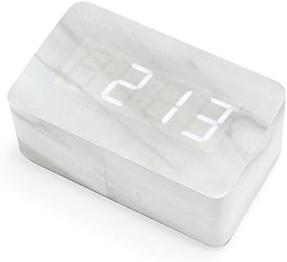 OCT17 Marble Pattern Alarm Clock with USB and Voice Control