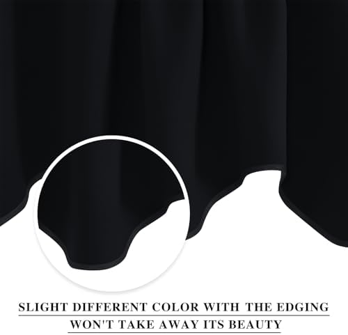 NICETOWN 4 Panels Blackout Curtain Valances 52x18 Black Rod Pocket