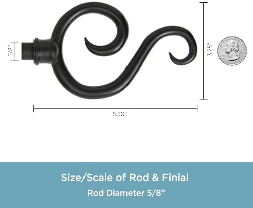 Kenney KN65273 Decorative Window Curtain Rod Black Finish