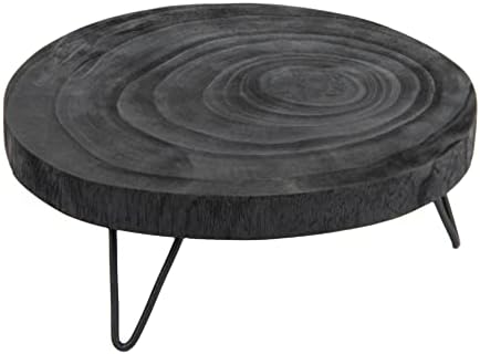 Creative Co Op Paulownia Wood Pedestal Black 11 Inch