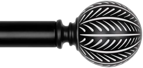 KAMANINA Wood Curtain Rods 48-84 Inch Black