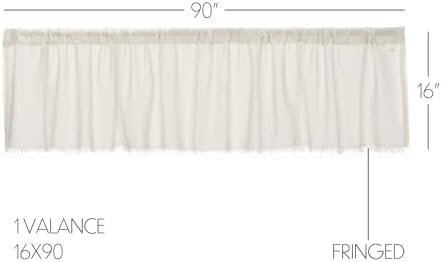 VHC Brands Tobacco Cloth Valance 16x90 Antique White