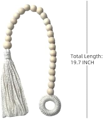 2pcs Wooden Bead Curtain Holders Boho Style Tiebacks with Tassels