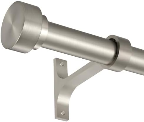 Kemmie 12-20 Inch Telescoping Curtain Rod 1 Inch Diameter Matte Nickel