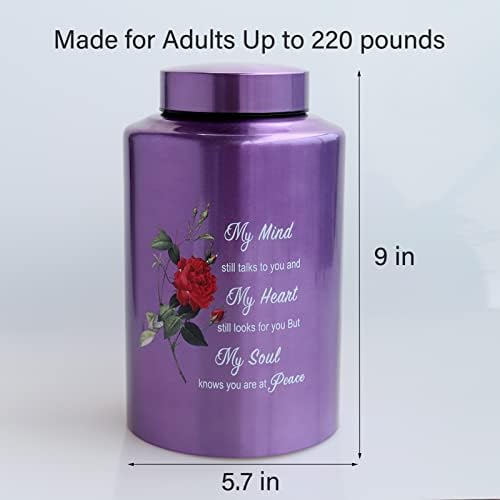 200 lbs Capacity Elegant Black Urn with Rose Design and Velvet Bag