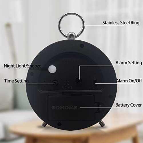 Rohome Small Alarm Clock with Night Light and Silent Quartz Movement White