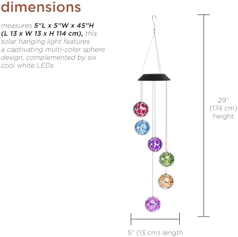 Alpine Corporation RGG648SLR Solar Hanging Gem Sphere Mobile