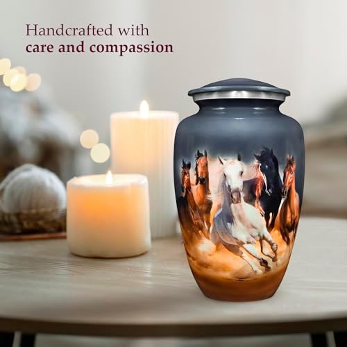 Trupoint Memorials Cremation Urns for Human Ashes - Gray Horse Design