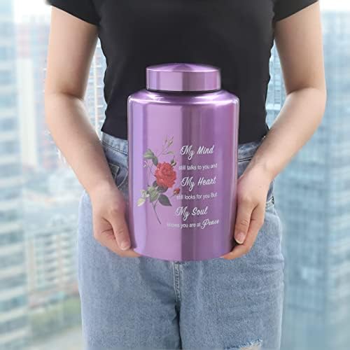 200 lbs Capacity Elegant Black Urn with Rose Design and Velvet Bag